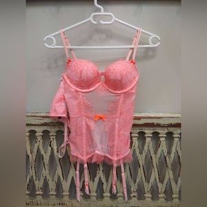 Victoria's Secret Pink Lace Bustier with Garters